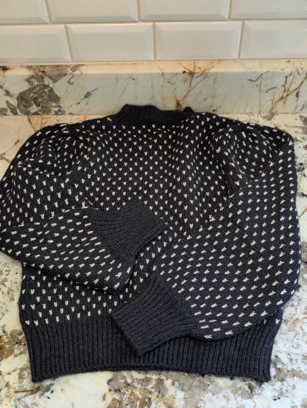 Beautiful MARINE LAYER Alma Puff Sleeve Sweater With Black With White Accents - Picture 6 of 11